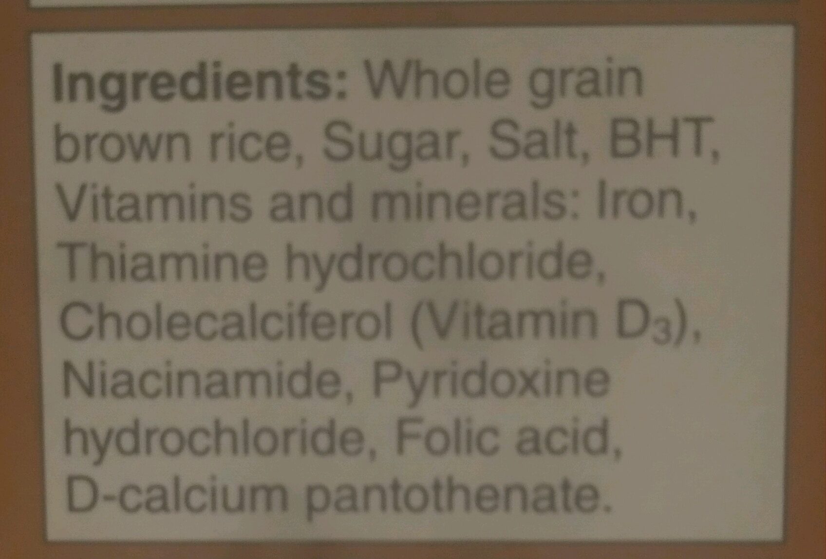 Gluten-Free Brown Rice Rice Krispies - Ingredients