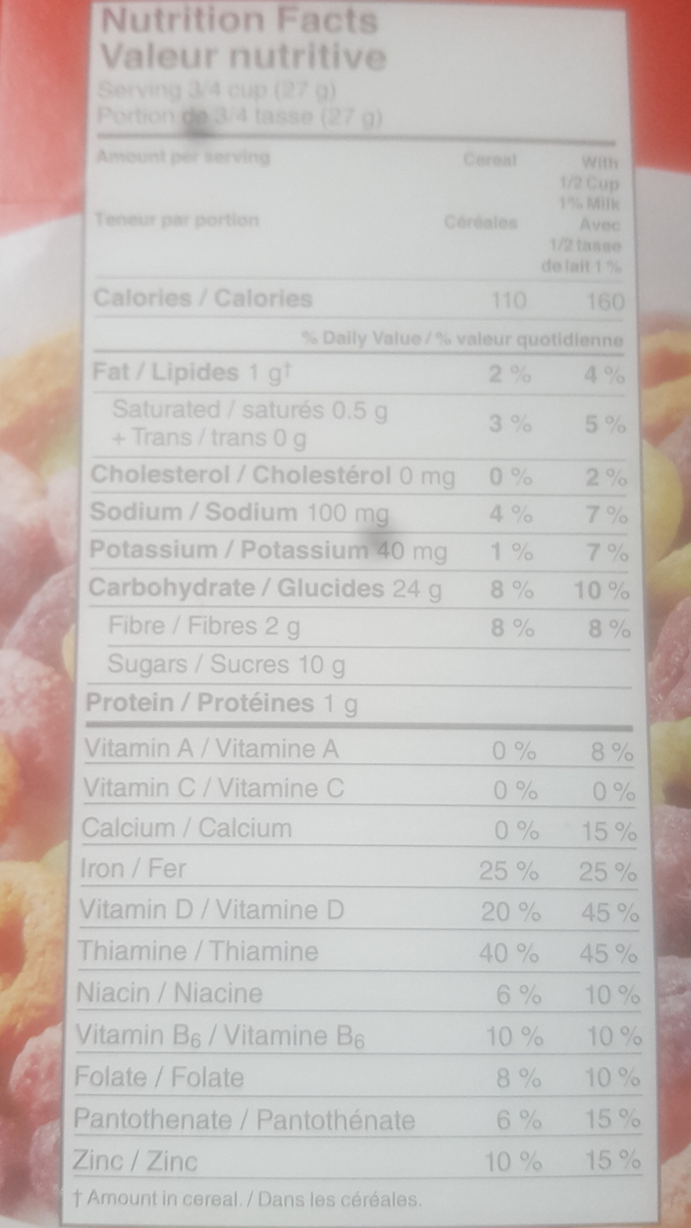 Froot loops - Nutrition facts