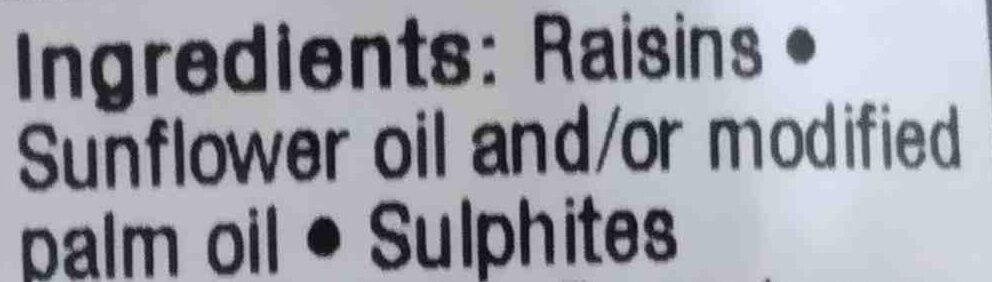 Golden Raisins - Ingrediënten - en