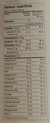Multi grain cheerios - Tableau nutritionnel