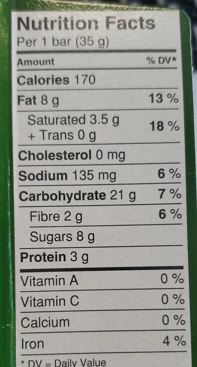 Barres granola - Nutrition facts - fr