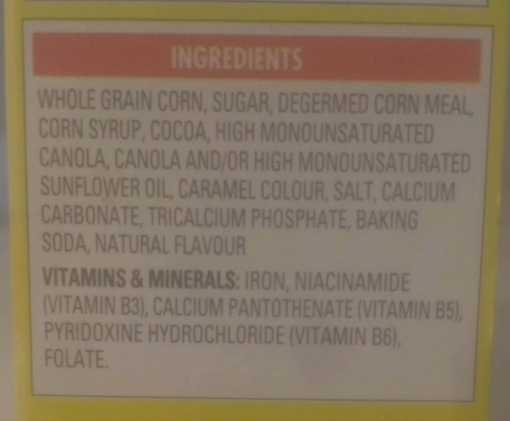 Nesquick Cereal - Ingredients