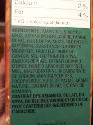 Nature Valley Granola Bars Almond - Ingredients - fr
