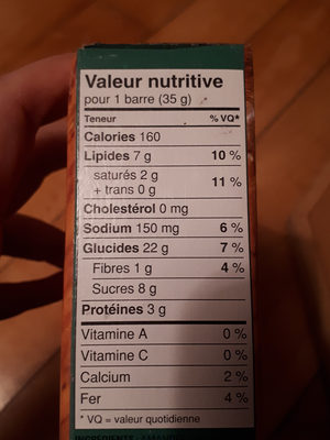 Nature Valley Granola Bars Almond - Nutrition facts - fr
