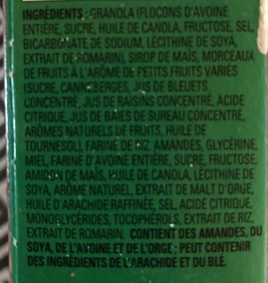 Nature Valley Trail Mix Bars - Ingredients - fr