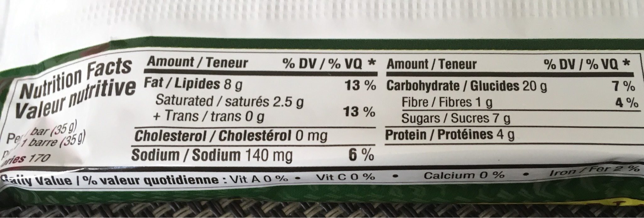 Nature Valley Sweet And Salty Peanut Chewy Nut Bar - Nutrition facts - fr
