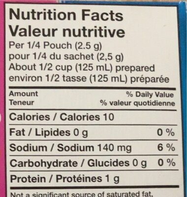 Jell-O sans sucre ajouté - Nutrition facts