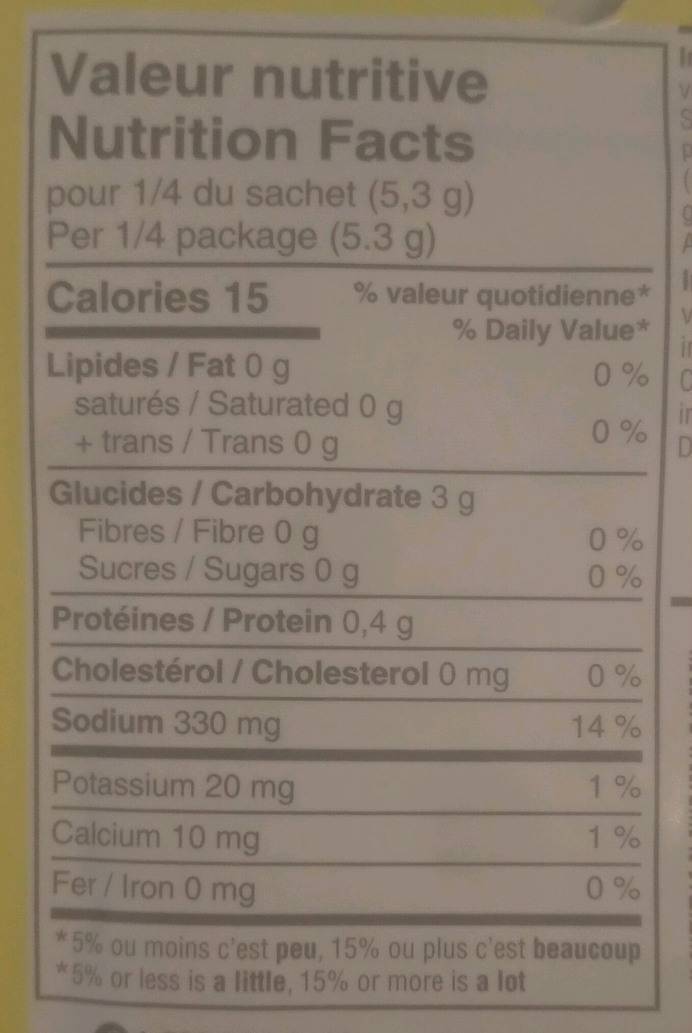 Mélange à sauce brune - Nutrition facts