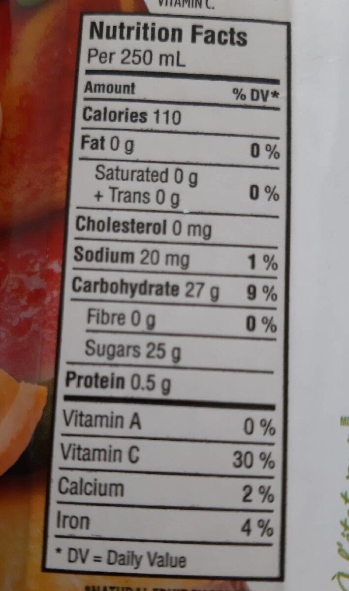 Tropical passion - Nutrition facts - fr