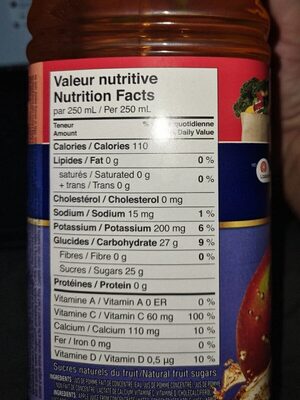 100%Jus de pomme fait de concentré - Nutrition facts - fr