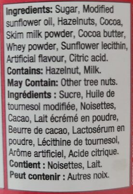 Tartinade noisettes et cacao croquant - Ingrédients