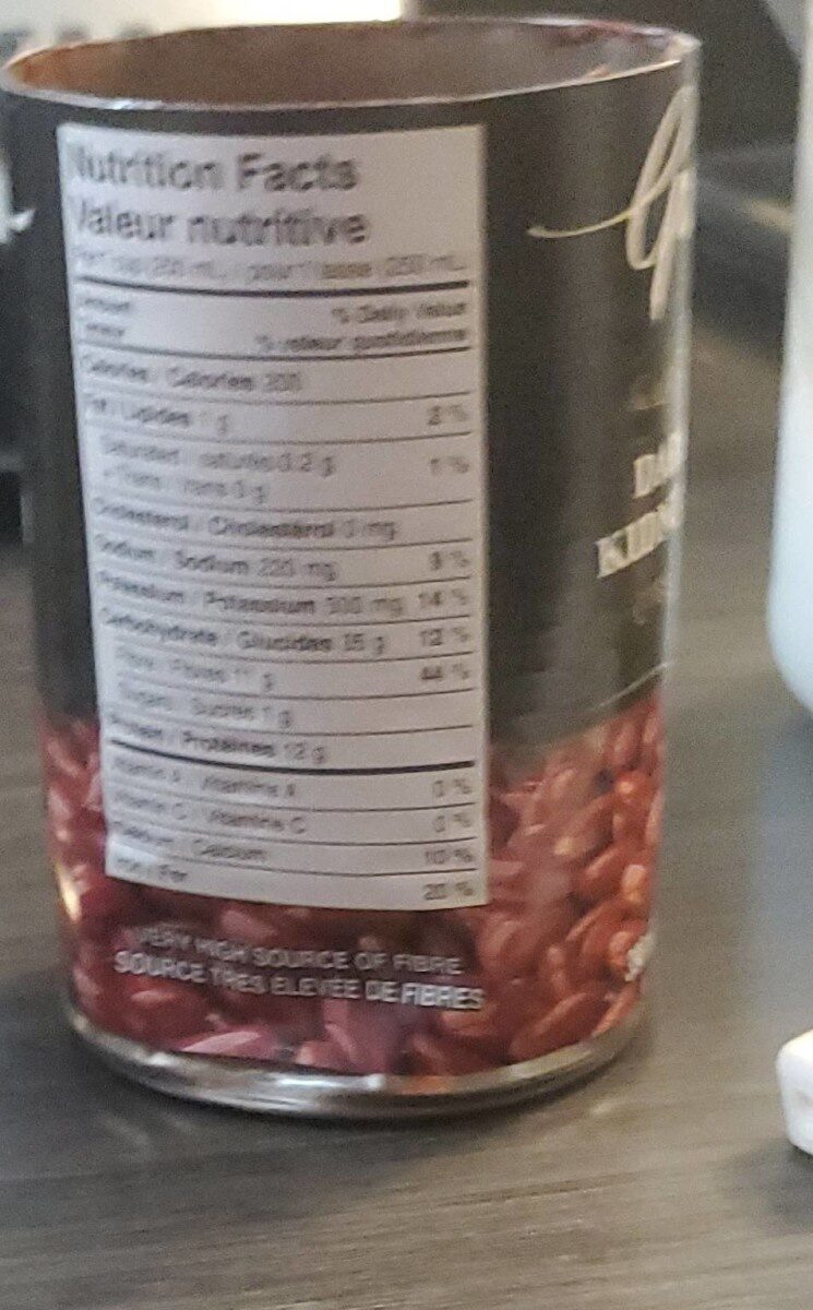 Dark red kidney beans - Tableau nutritionnel