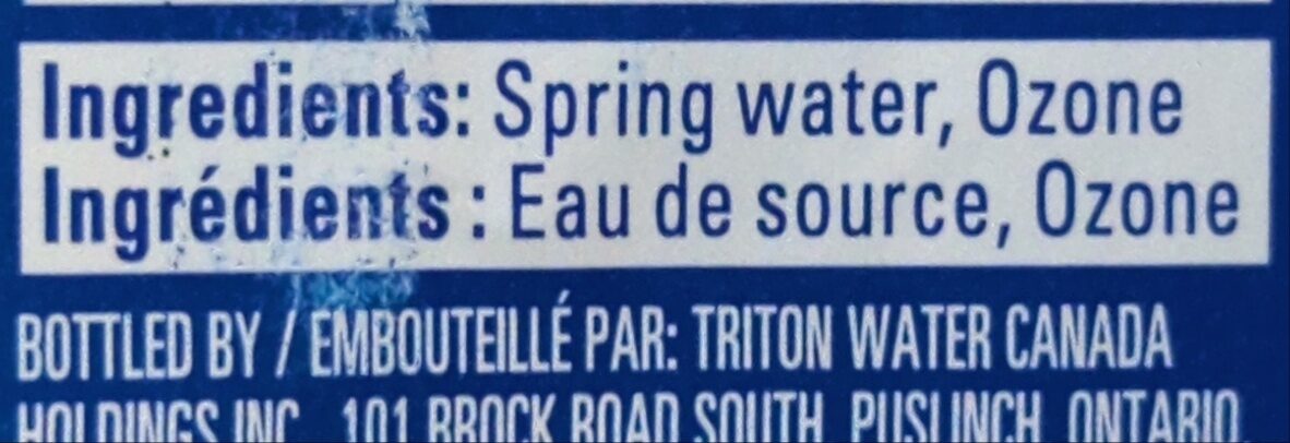 Natural spring water - Ingrédients