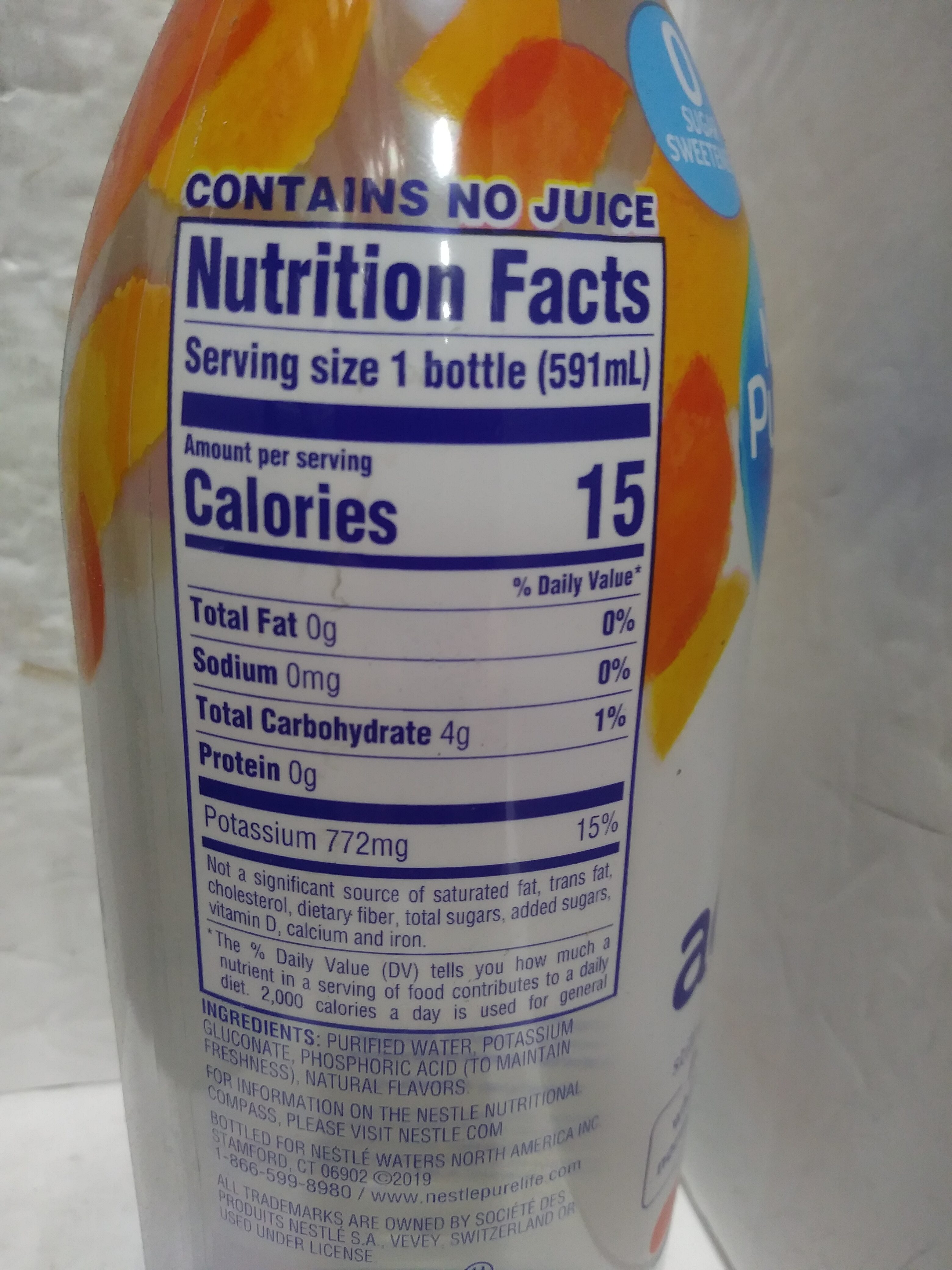 Still water Beverage with Potassium - Orange Flavored - Ingredients