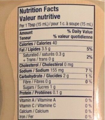 Garlic KEBAB sauce - Nutrition facts