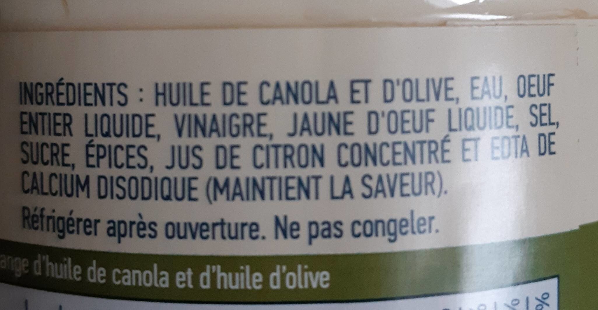 Mayonnaise à l'huile d'olive - Zutaten - fr
