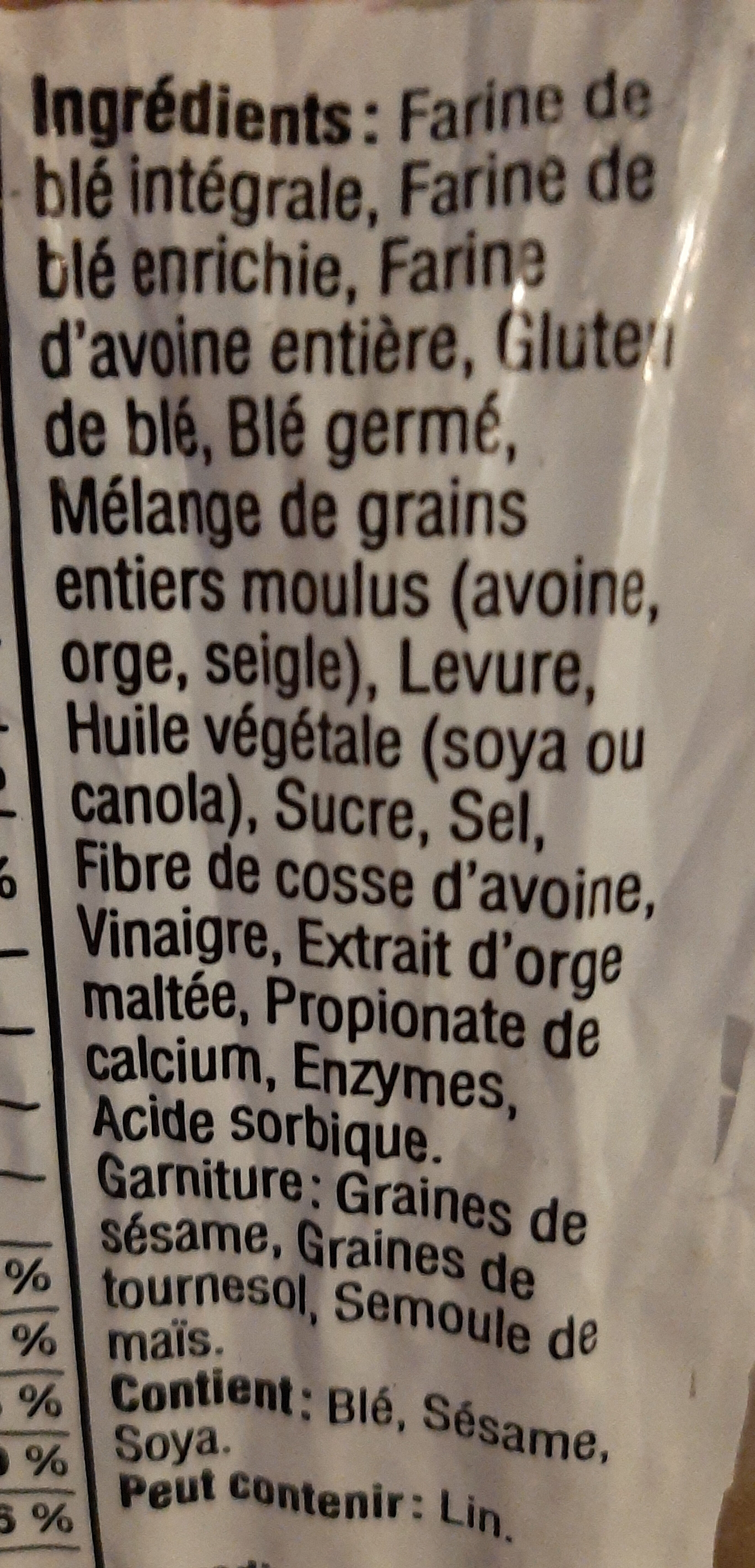 Pain Belge au Blé germé - Ingrédients