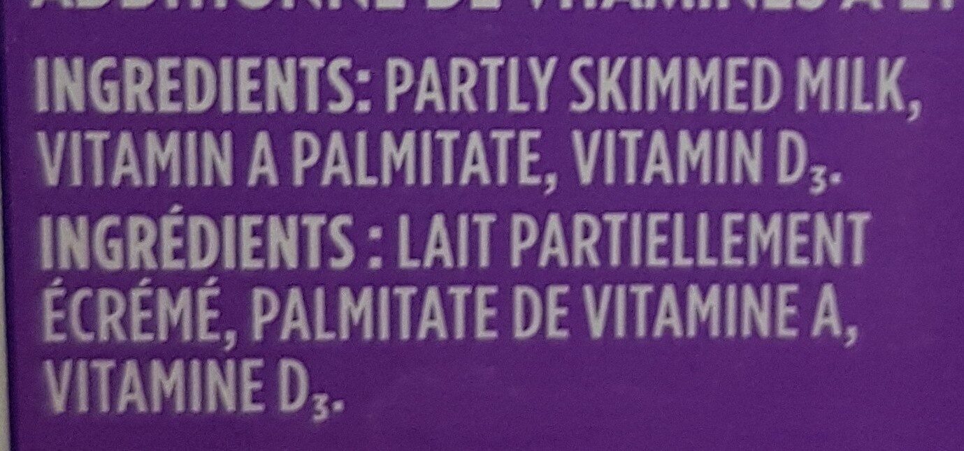 1% Partly Skimmed Milk - Ingredients