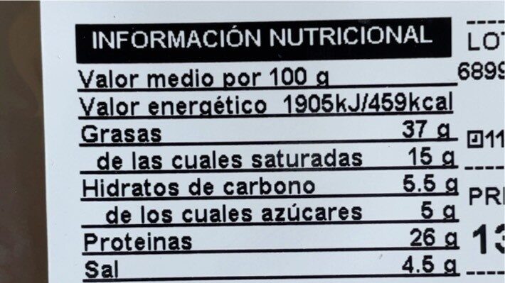 Fuet extra - Nutrition facts - es