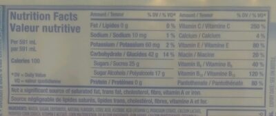 Strawberry Kiwi Aquafina Plus+ - Tableau nutritionnel