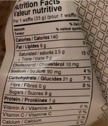 Gluten Free Stroopwaffles - Tableau nutritionnel - en