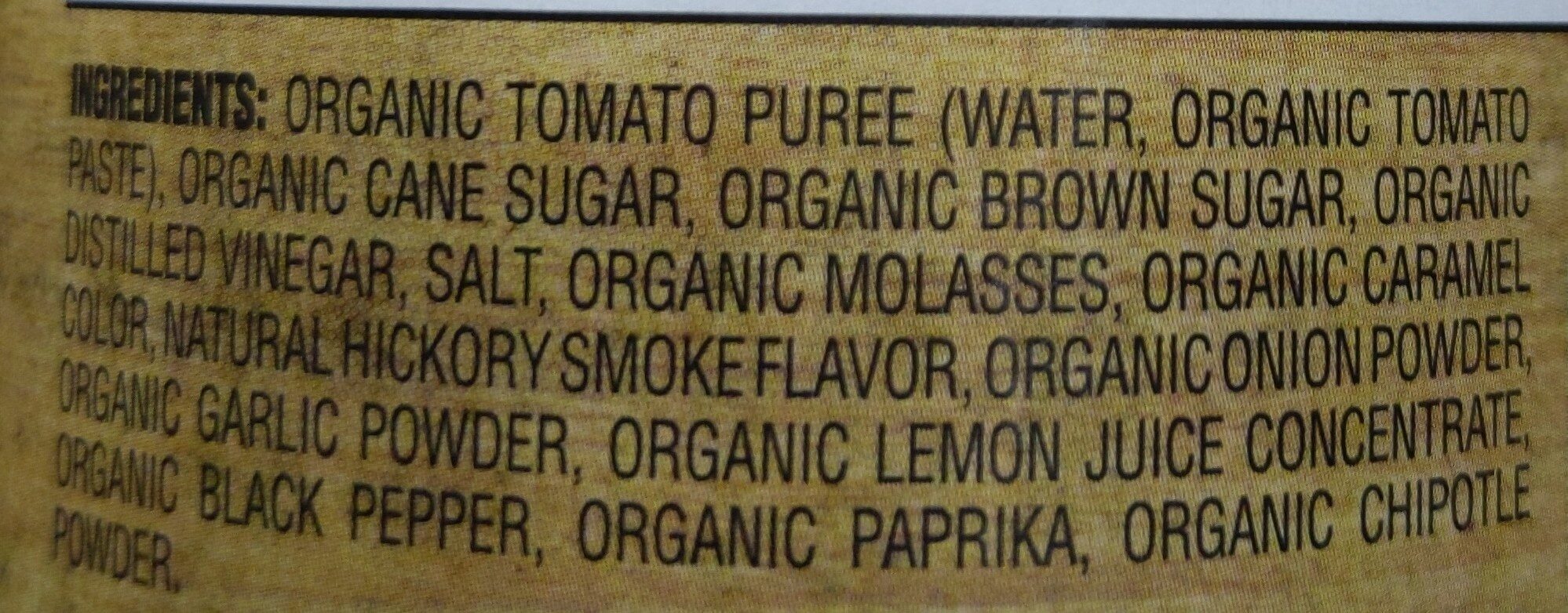 Organic Kansas City Style BBQ Sauce - Ingredients