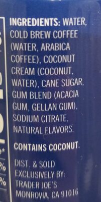 Cold brew coconut cream latte - Ingredients