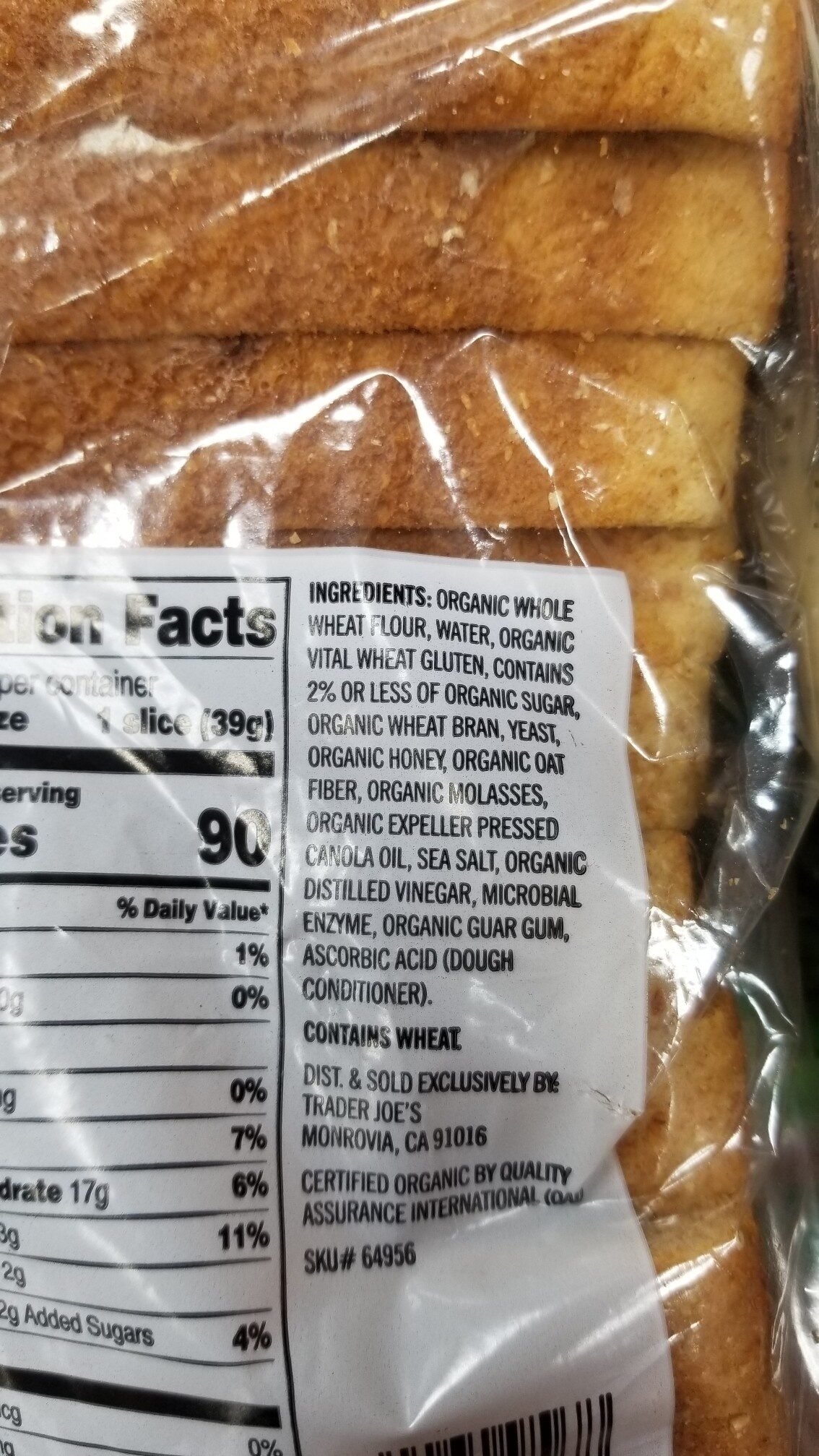 Organic whole wheat - Ingredients