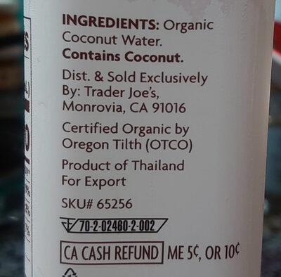 Organic coconut water - Ingredients