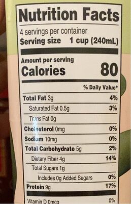 Organic soy beverage unsweetened - Nutrition facts