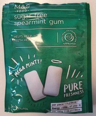 Sugar free spearmint gum - حقائق غذائية - fr