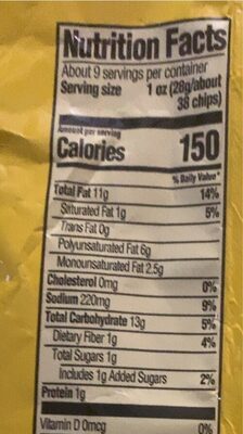Barbecue flavored corn chips - Nutrition facts