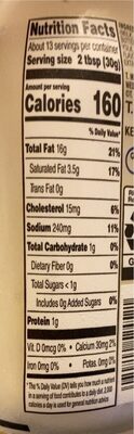 Signature blue cheese dressing - Nutrition facts