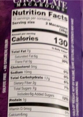 Chocolate Macaroons - Nutrition facts