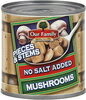 No salt added mushrooms pieces & stems - Product
