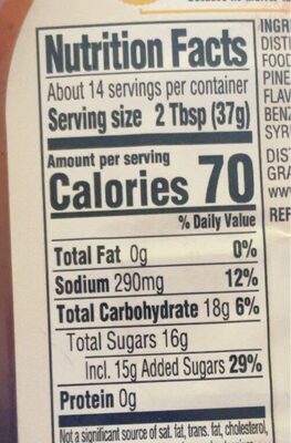 Original barbecue sauce - Nutrition facts