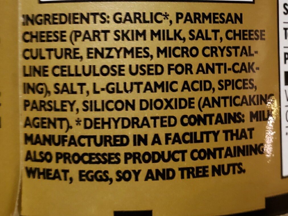 Garlic Spread and seasoning - Ingredients