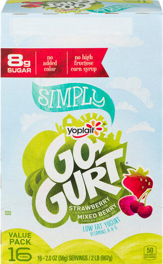 Simply go-gurt strawberry and mixed berry low - Product