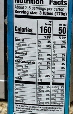 Gogurt - Nutrition facts