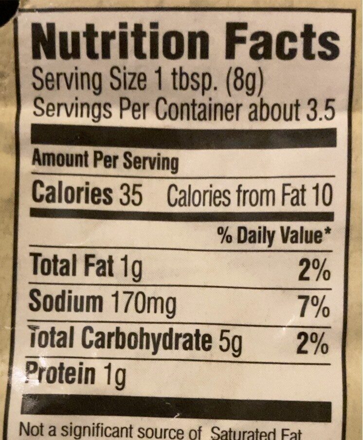 Potato Toppers Seasoned Topping - Nutrition facts