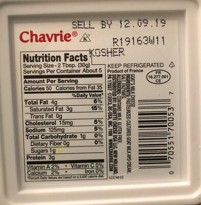 Mild goat cheese - Nutrition facts