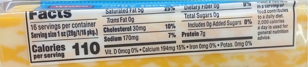 Colby jack cheese - Nutrition facts