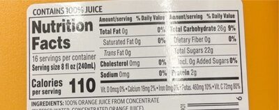Orange juice - Nutrition facts