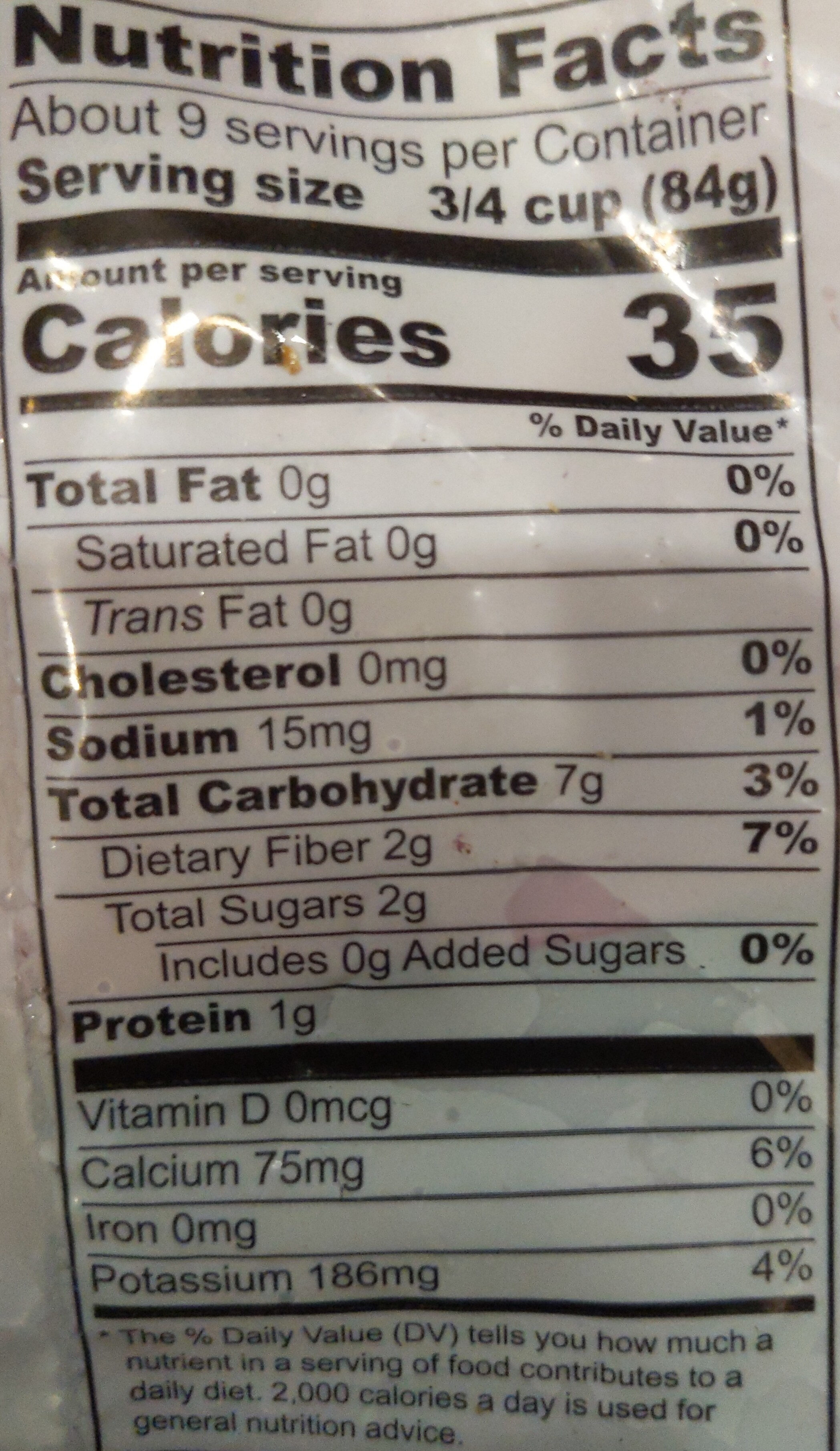 Cut Okra - Nutrition facts