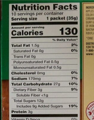 Apples & cinnamon instant oatmeal - Nutrition facts