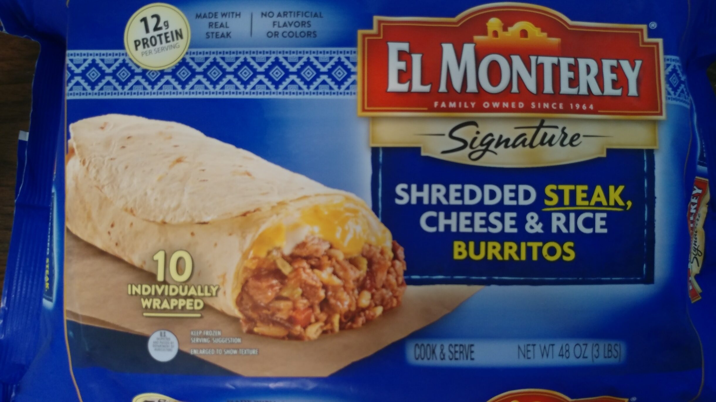 El Monterey Shredded Steak, Cheese & Rice Burritos - Product