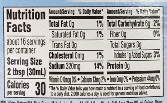 Original ranch fat free dressing - Nutrition facts