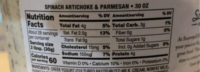 Spinach artichoke & parmesan premium dip - Nutrition facts