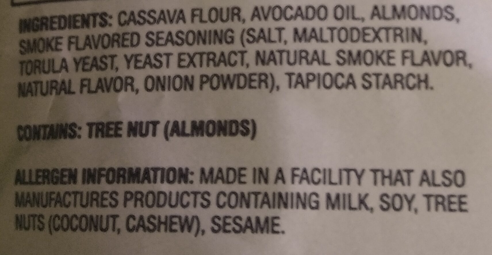Almond Nut Chips - Ingredients
