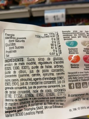 Jelly Belly - Ingredients - fr